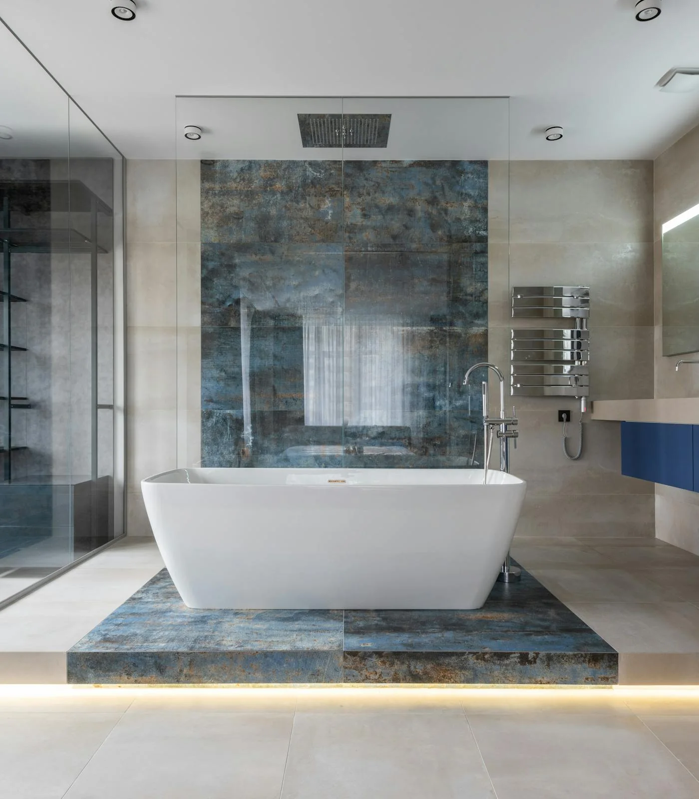 Modern bathroom with freestanding bath